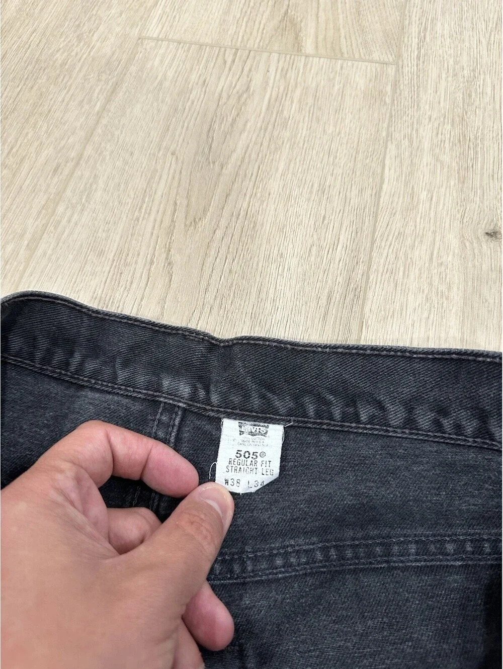 VTG Levi’s Black Faded 37x33 505 Jeans Made In USA Men’s Straight Leg